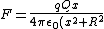 F = \frac{qQx}{4\pi\epsilon_0 (x^2+R^2)^{3/2}} =kx